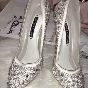 Alice + Olivia Crystal Ivory Heels